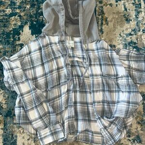 Blue plaid button-up jacket